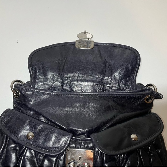 Authentic Miu Miu Navy Matelasse Leather Hobo - Picture 5 of 14